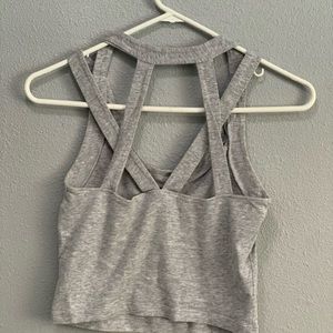 Gray Crop Top with Cute Criss-cross Back Detail